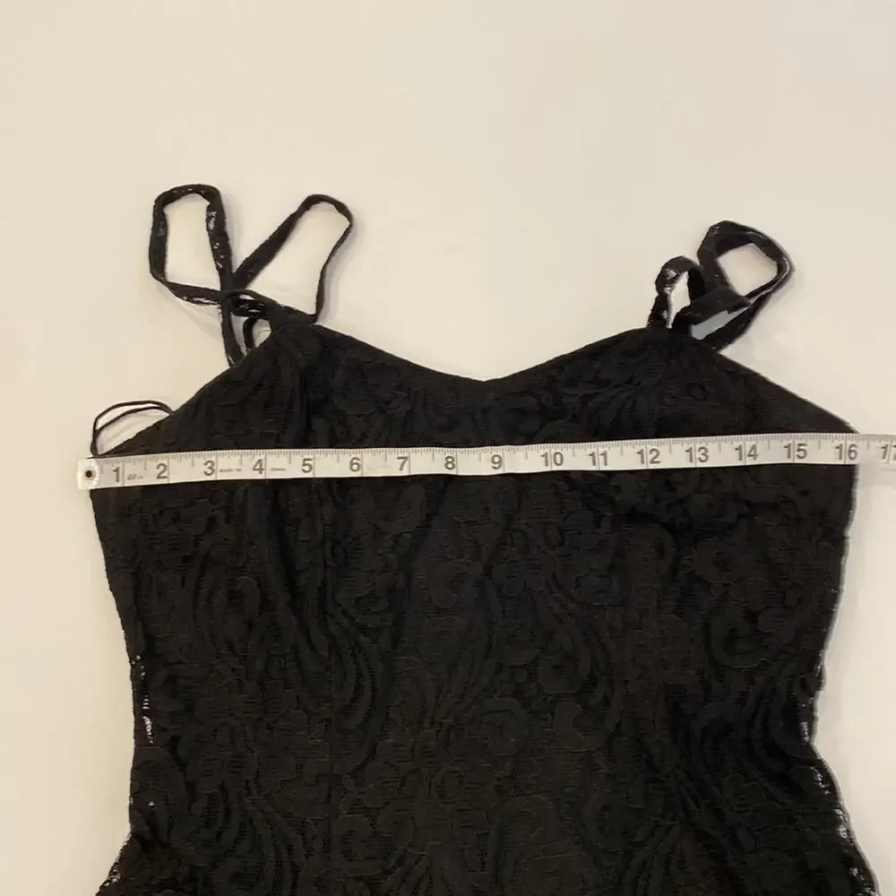 All That Jazz Vintage 90’s Black Lace Mini Dress Sz 2 Nylon Rayon Lined Zipper - Picture 7 of 12